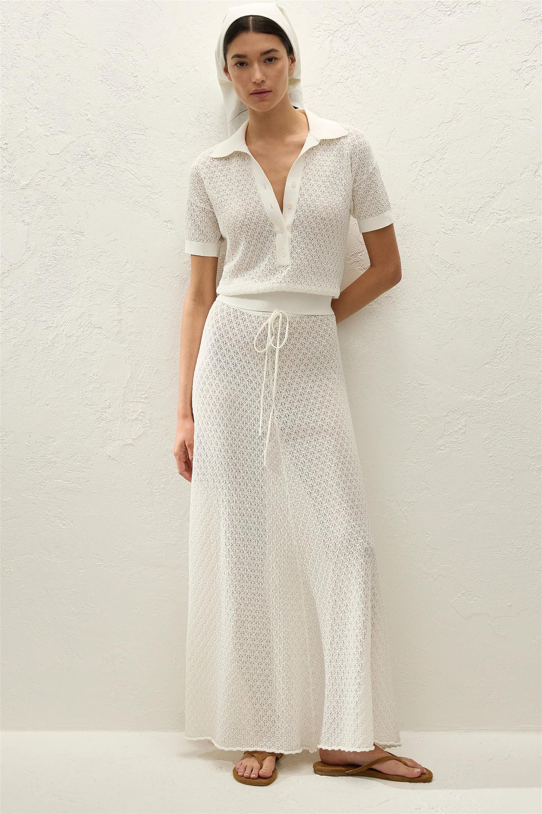 Lenna Skirt Pointelle Lace Vintage White