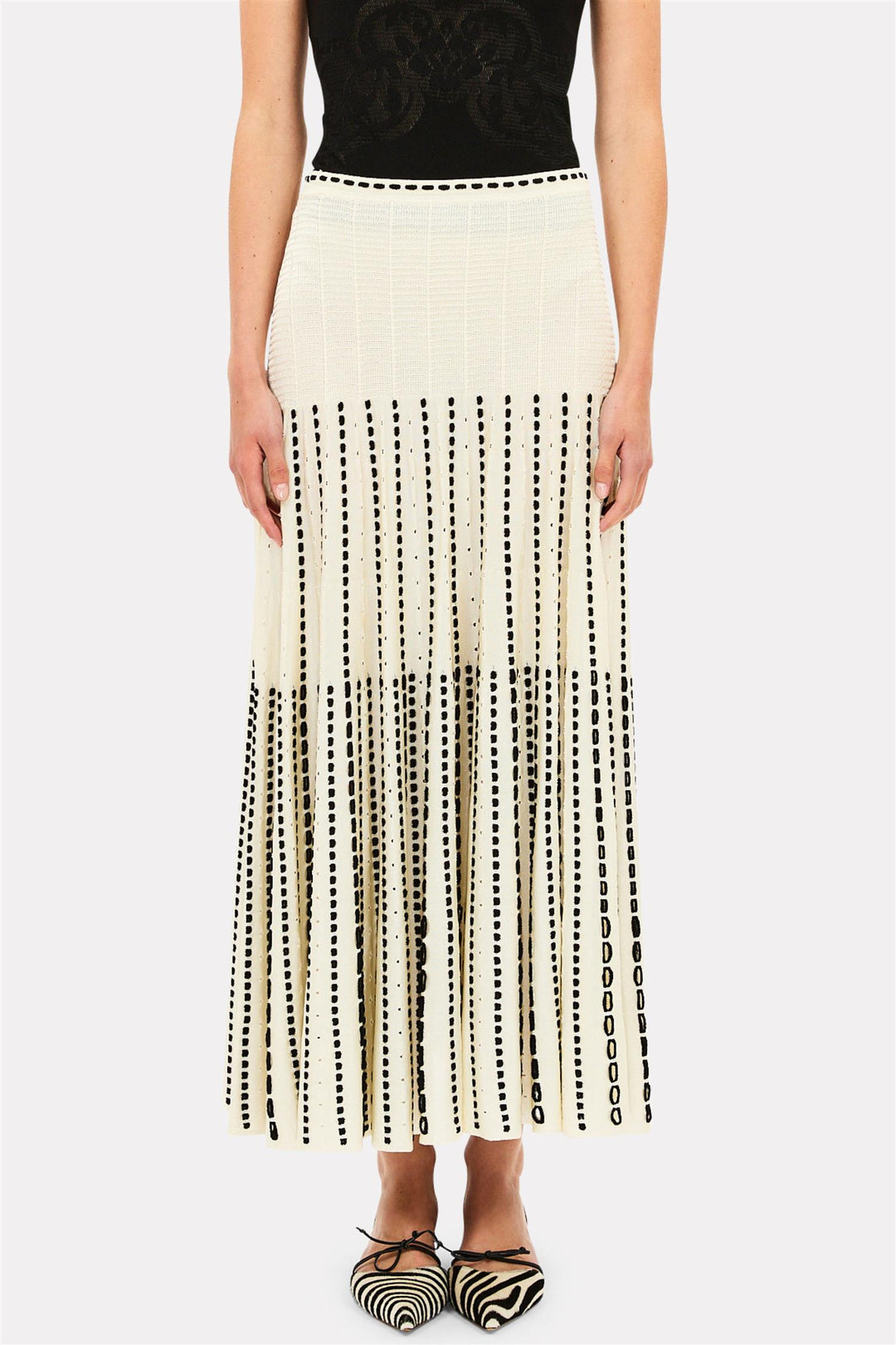 Lilah Midi Knit Skirt Champagne