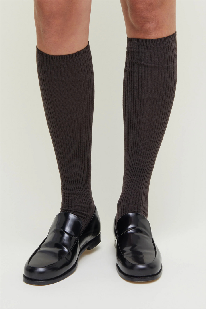 Wool Knee Socks Brown