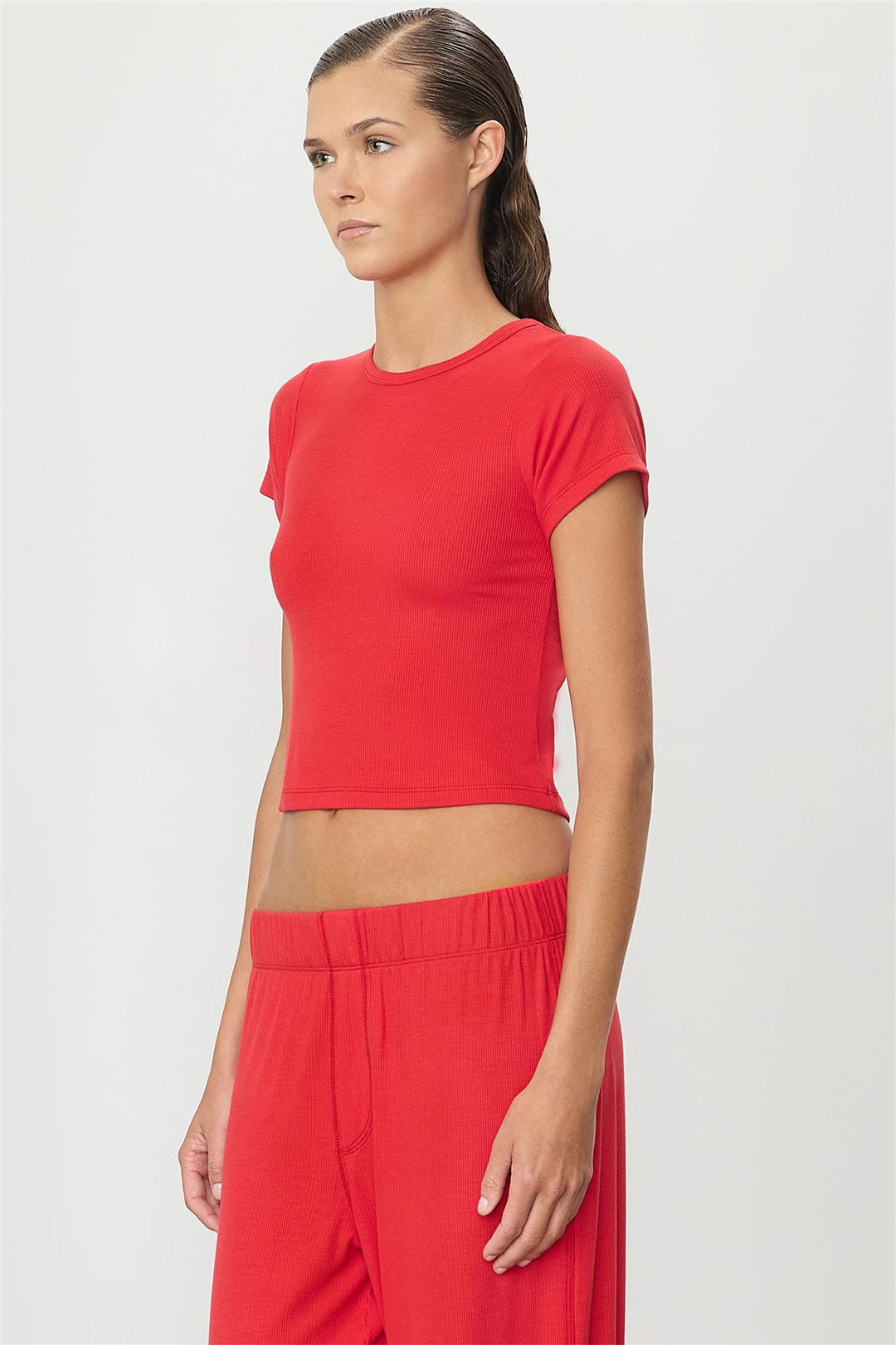 Butter Rib Short Sleeve Baby Tee Rouge