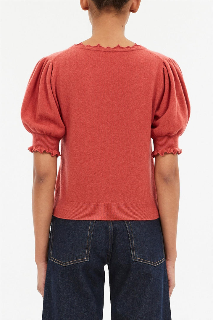 Polline Short Sleeve Knit Top Coral