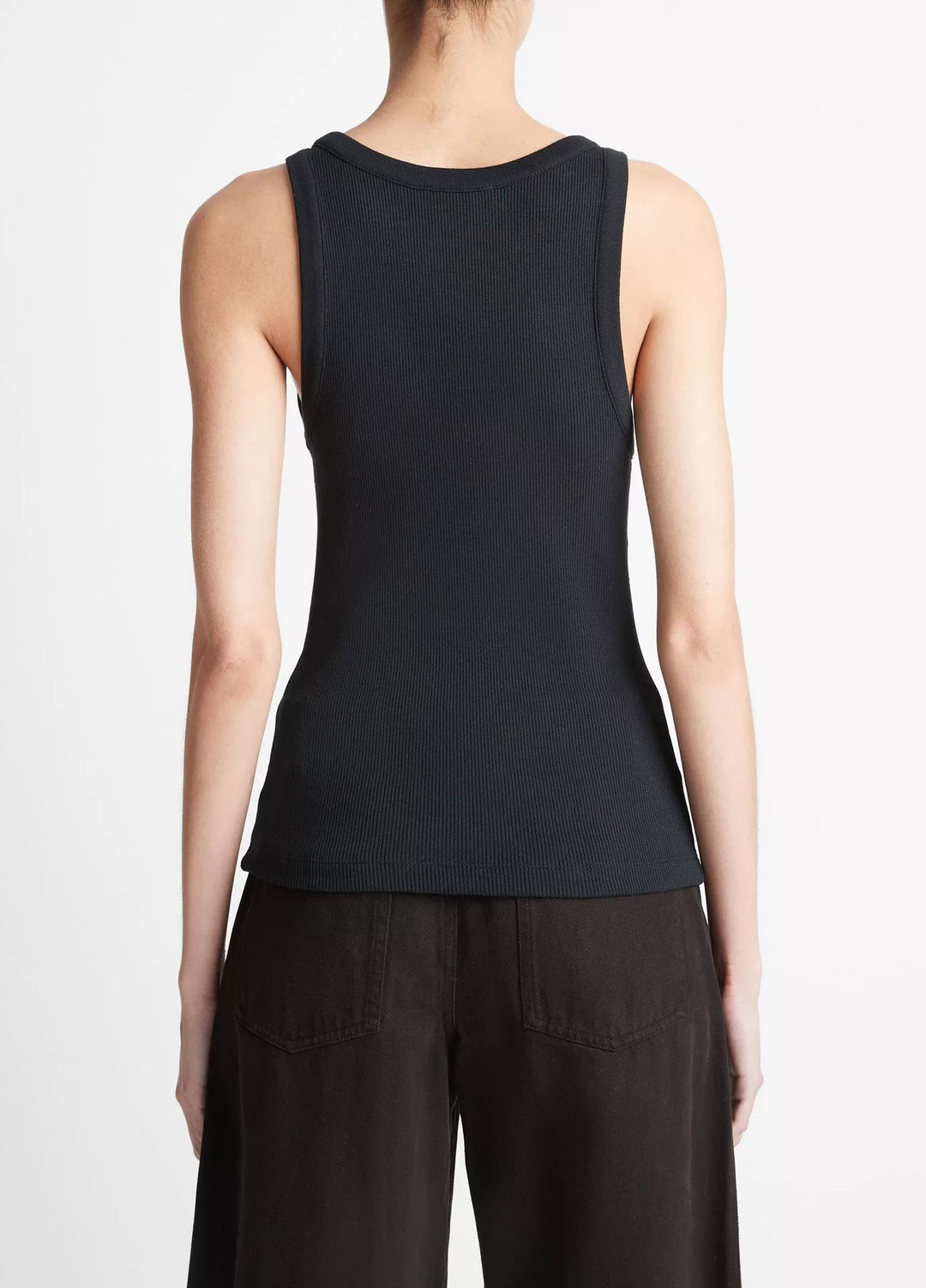 Ribbed Scoop Neck Tank Black