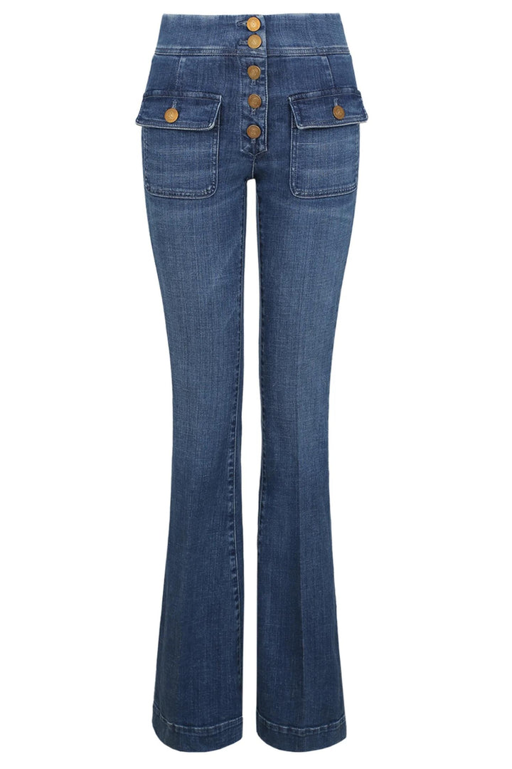 Anais Pocket Flared Mid Blue Denim