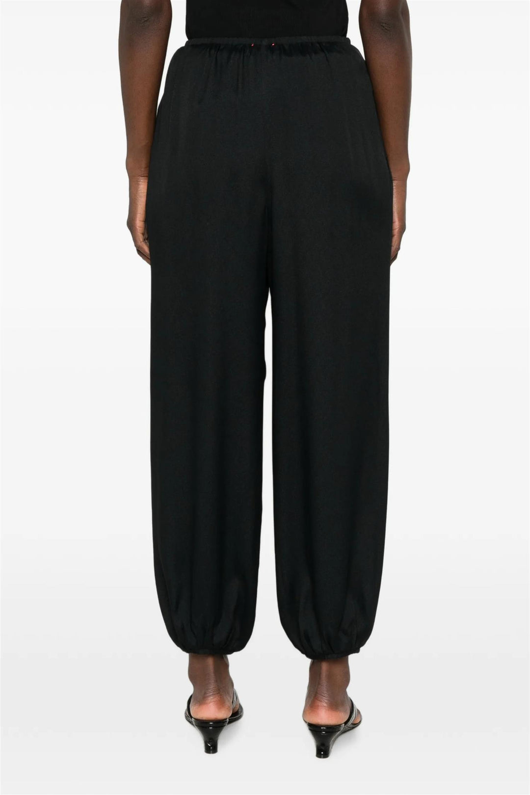 Mixed Silk Marocaine Sarouel Pants Nero
