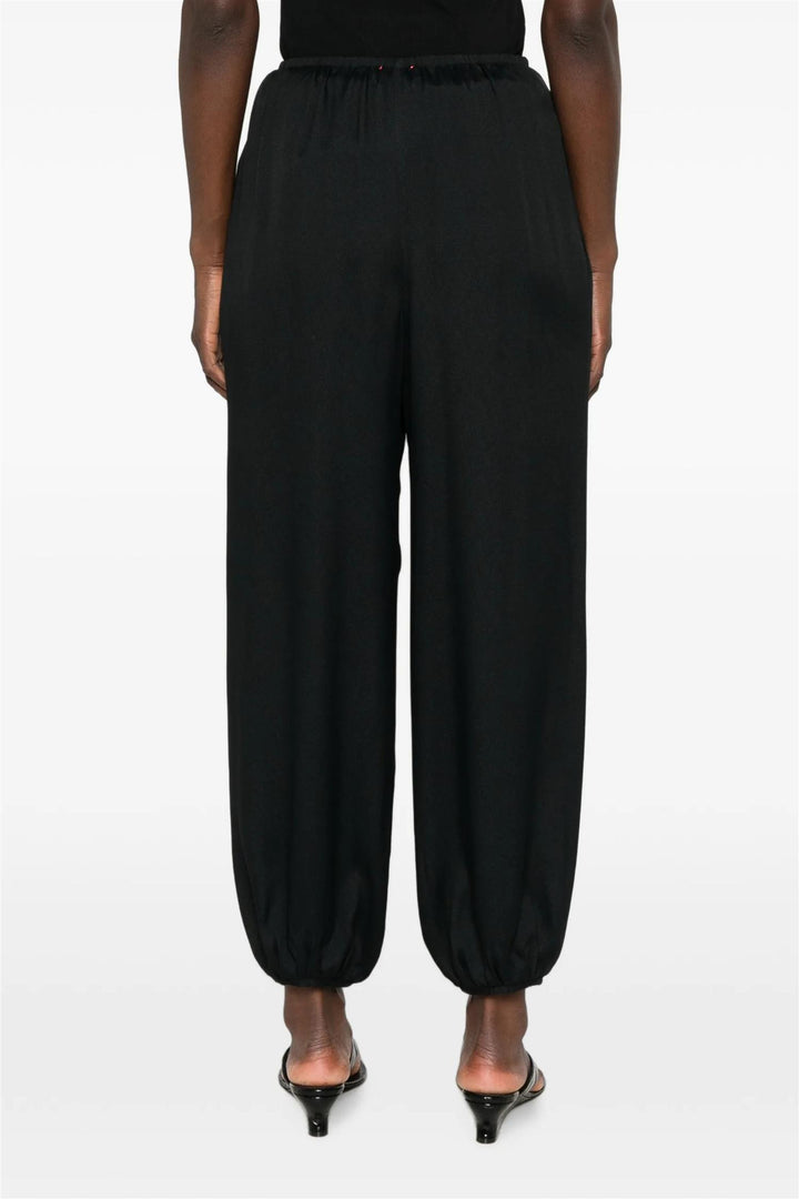 Mixed Silk Marocaine Sarouel Pants Nero