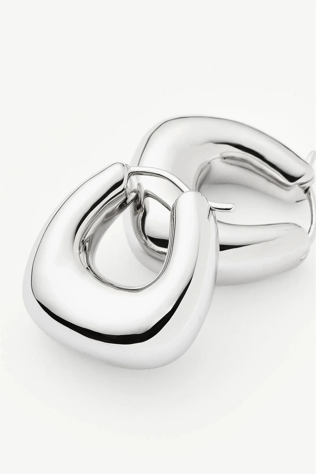 Sculptural Chubby Small Hoop Earrings Silver