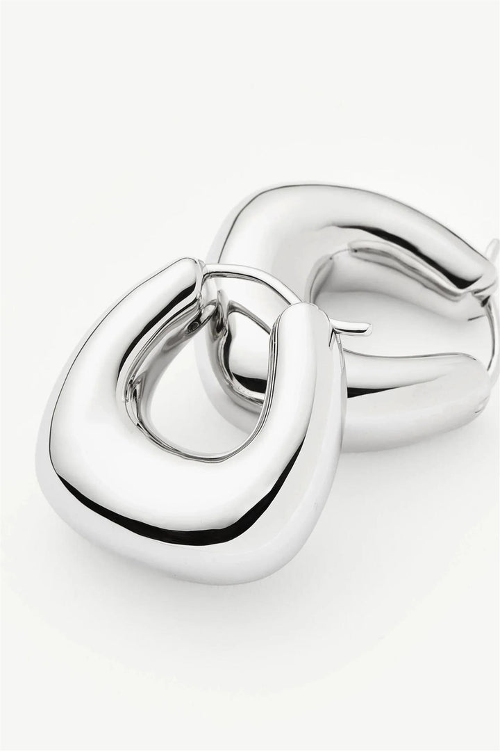 Sculptural Chubby Small Hoop Earrings Silver