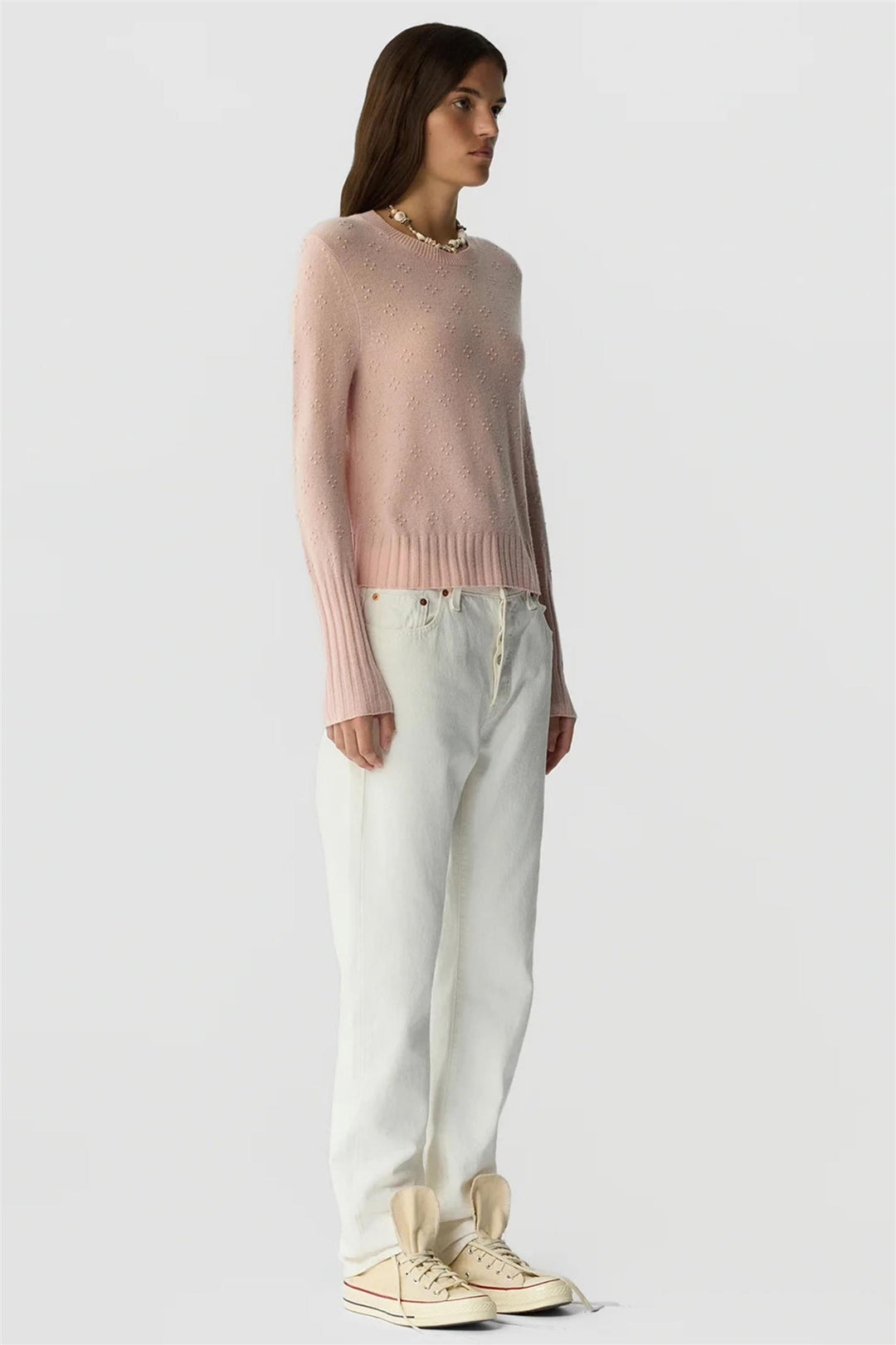 Compass Shrunken Crew Powder Pink