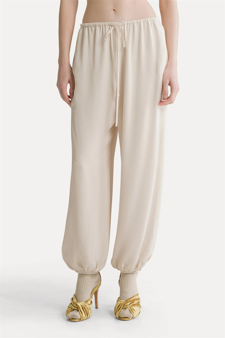 Mixed Silk Marocaine Sarouel Pants Avorio