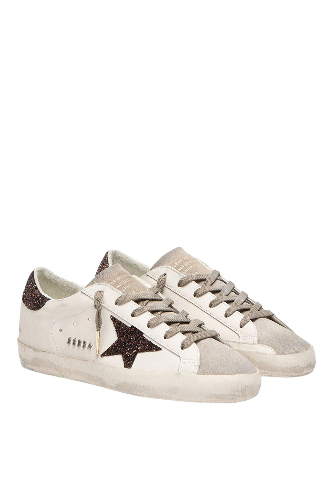 Super-Star White Leather Brown Glitter