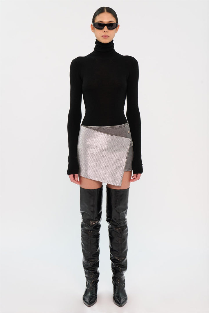May Stapled Mini Skirt Black