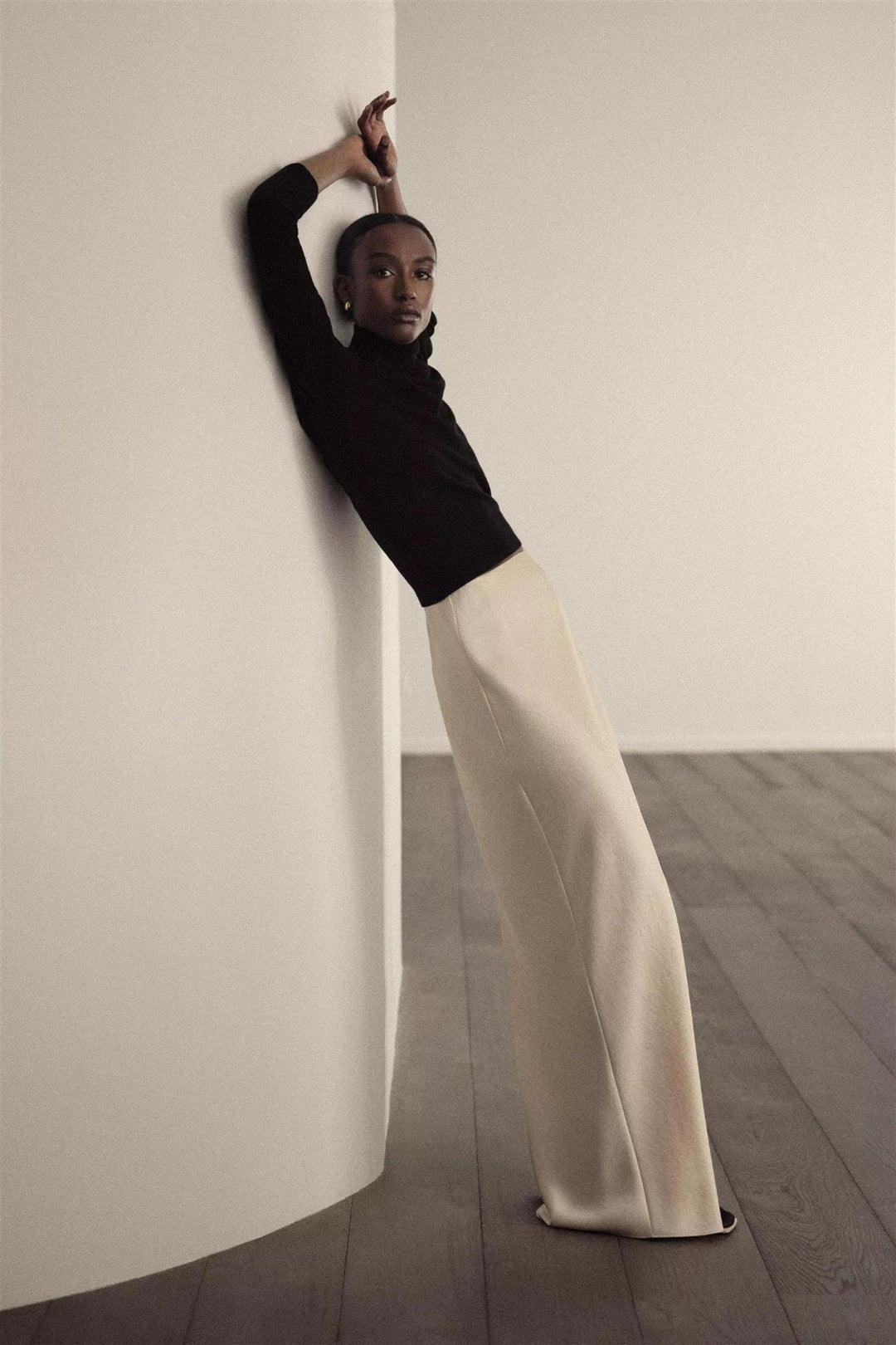 Fluid Satin Bias Column Skirt Bona