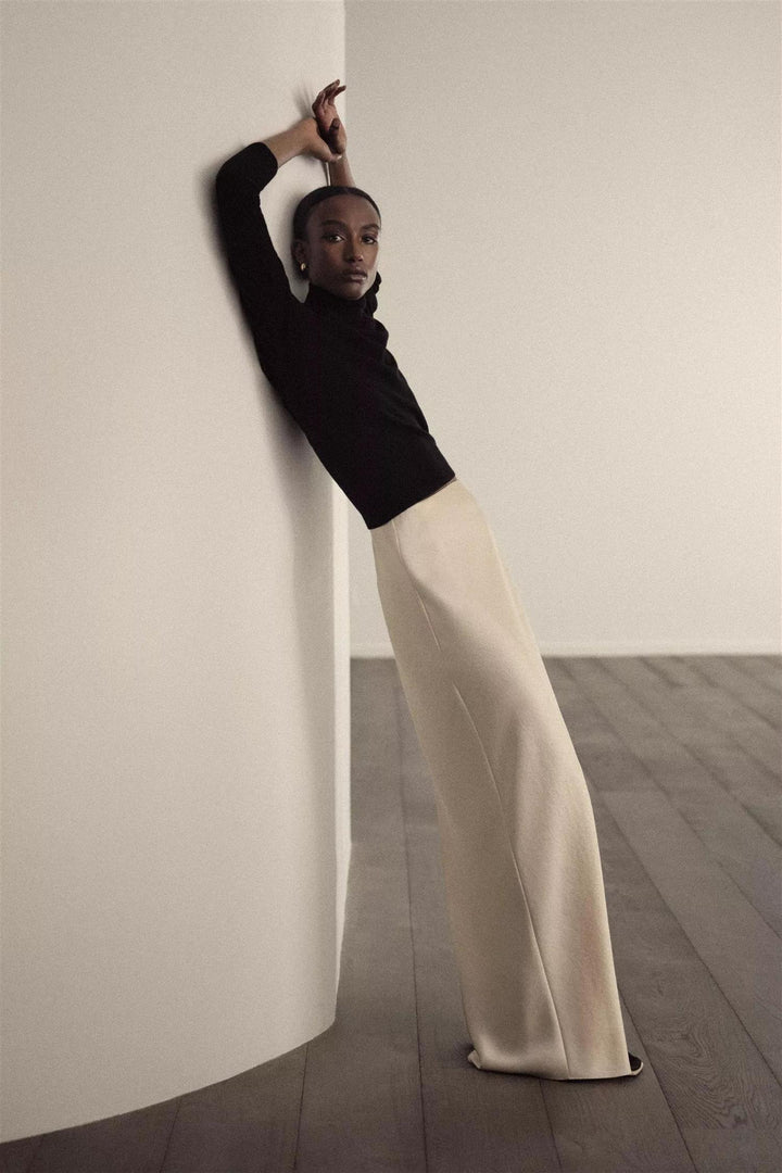 Fluid Satin Bias Column Skirt Bona