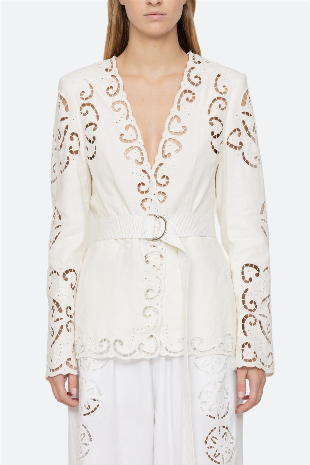 Dahlia Eyelet Blazer Pearl