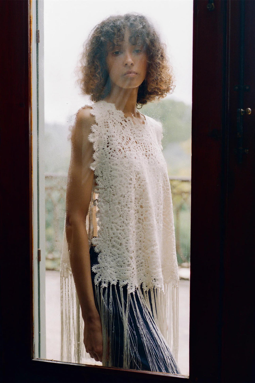Alina Lace Fringe Top Cream
