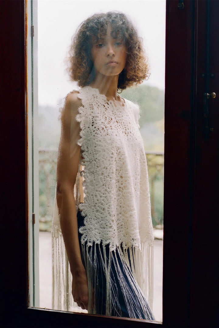 Alina Lace Fringe Top Cream
