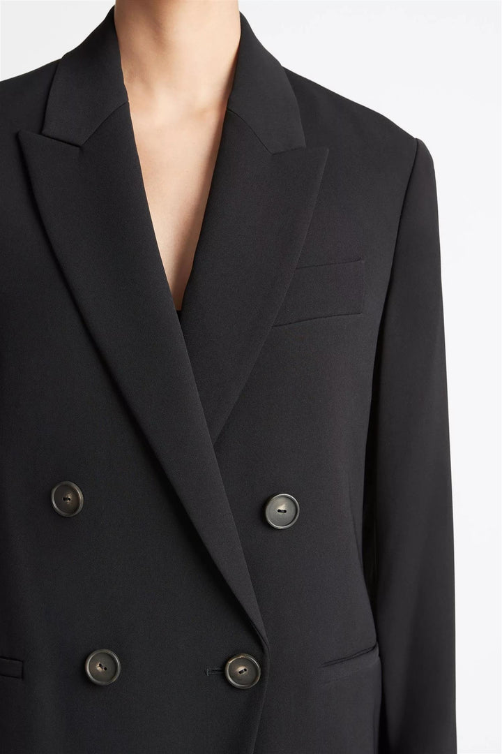 Crepe Double Breasted Blazer Black