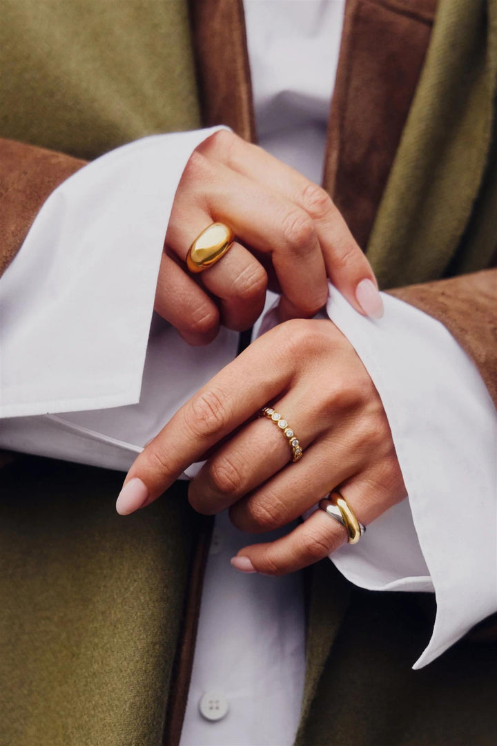 Tennis Eternity Stacking Ring Gold
