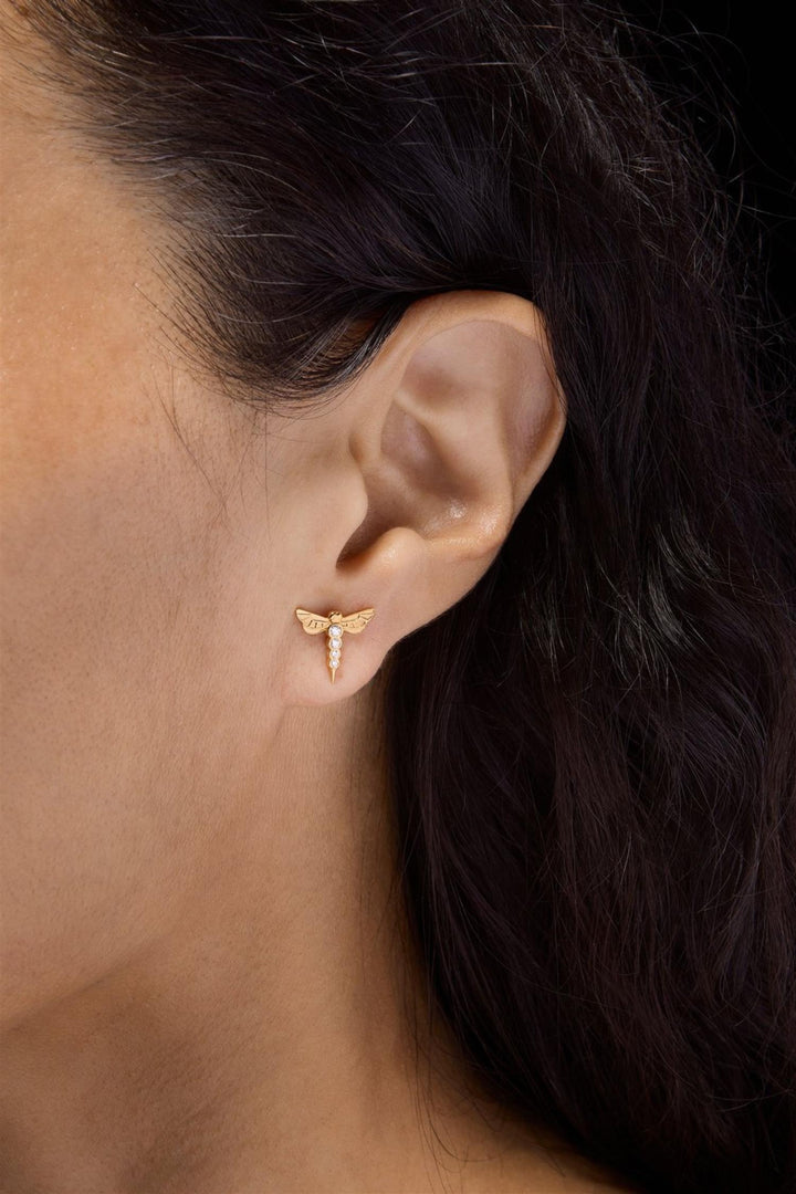 Dragonfly Ear Stud - Gold Plated Silver