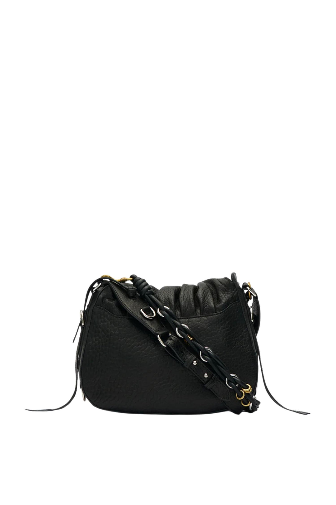 Bolton Leather Shoulder Bag Black/Silver
