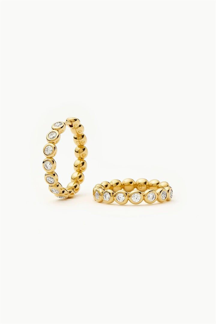 Tennis Medium Hoop Earrings Gold
