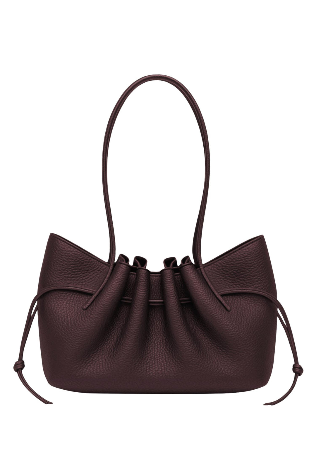 Scallop Shoulder Bag Pebble Grained Leather Cassis
