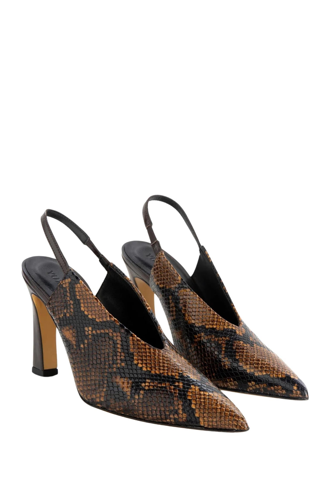 Nur Slingback Embossed Leather Cognac Snake