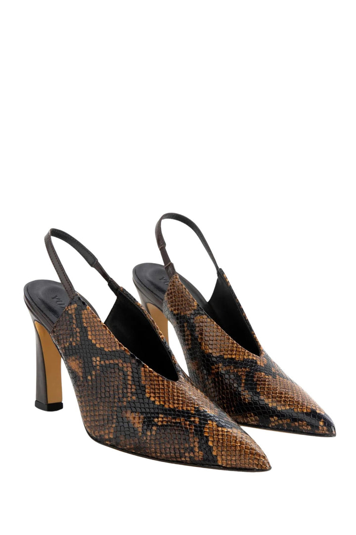 Nur Slingback Embossed Leather Cognac Snake