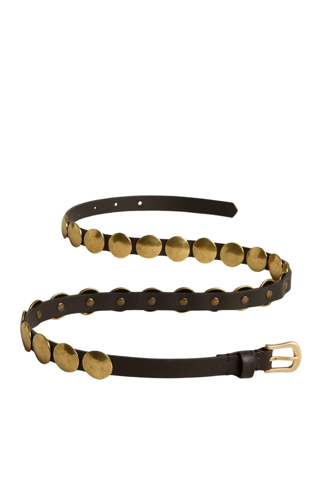 Trinidad Studded Washed Leather Belt Black