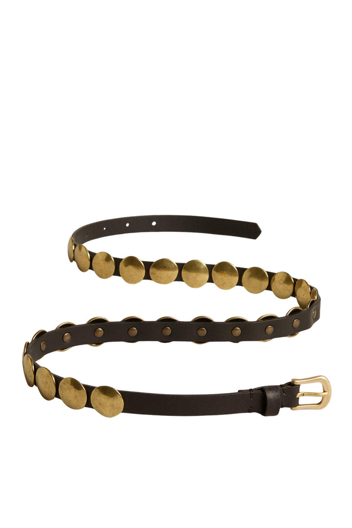 Trinidad Studded Washed Leather Belt Black