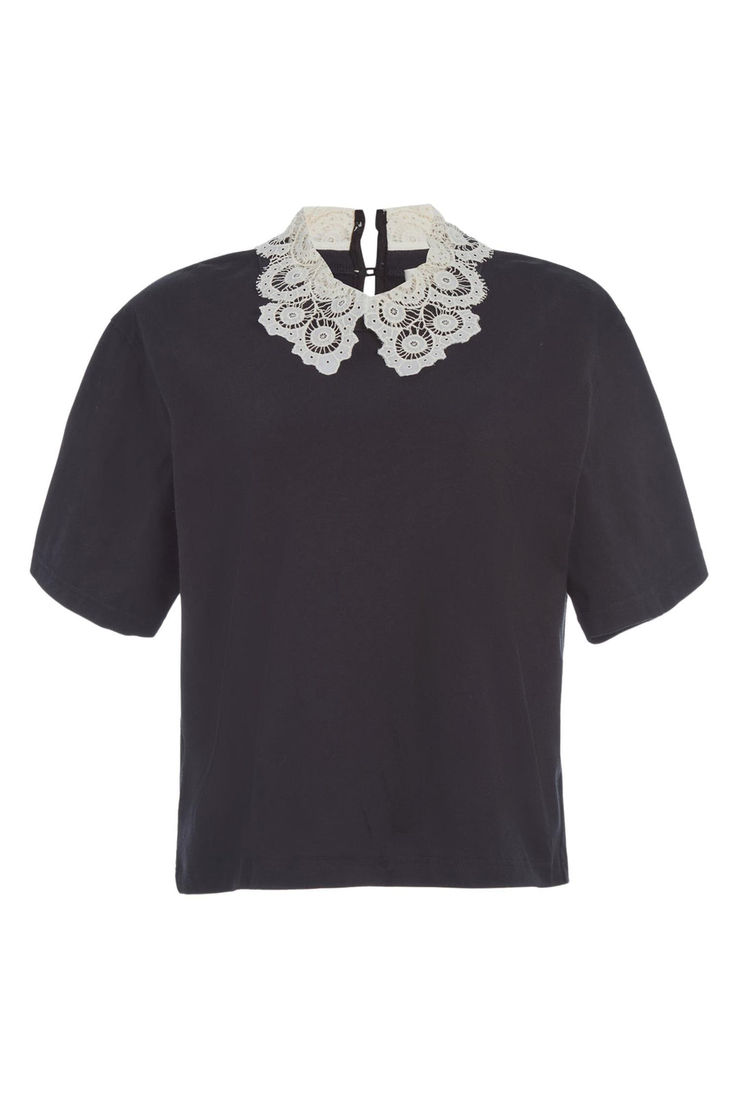 Ellison Solid Lace Collar T-Shirt Black