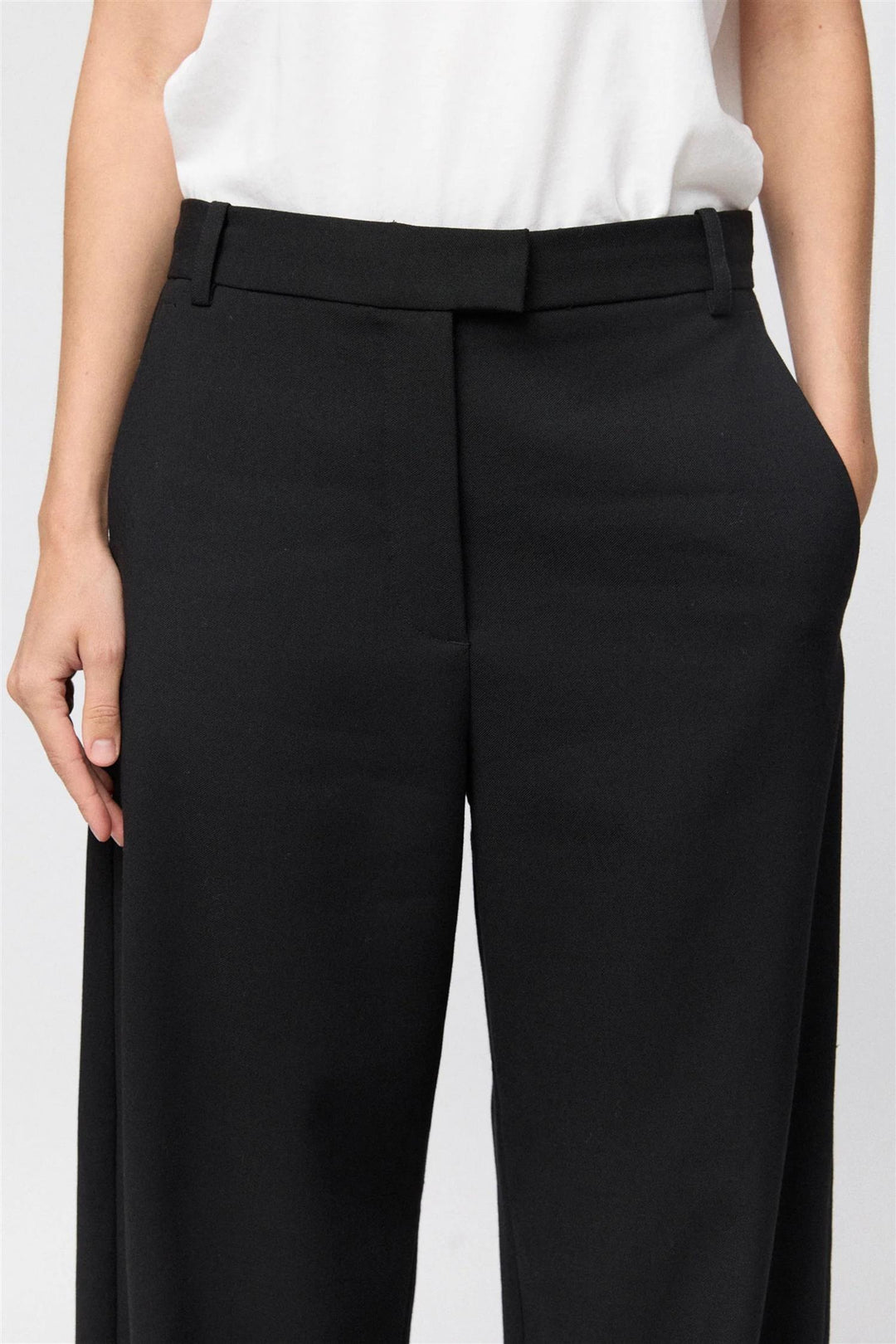 Tailored Wide Leg Trousers Jet Black