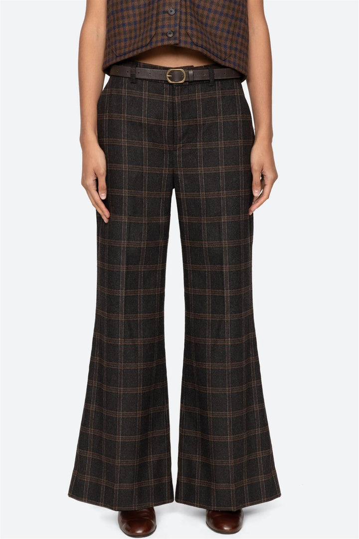 Monroe Wool Plaid Belted Pant