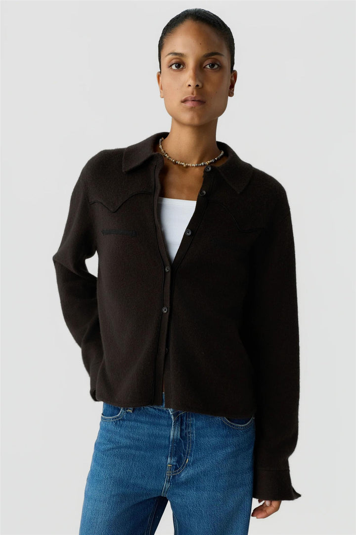 Cropped  Western Shirt Burnt Cocoa
