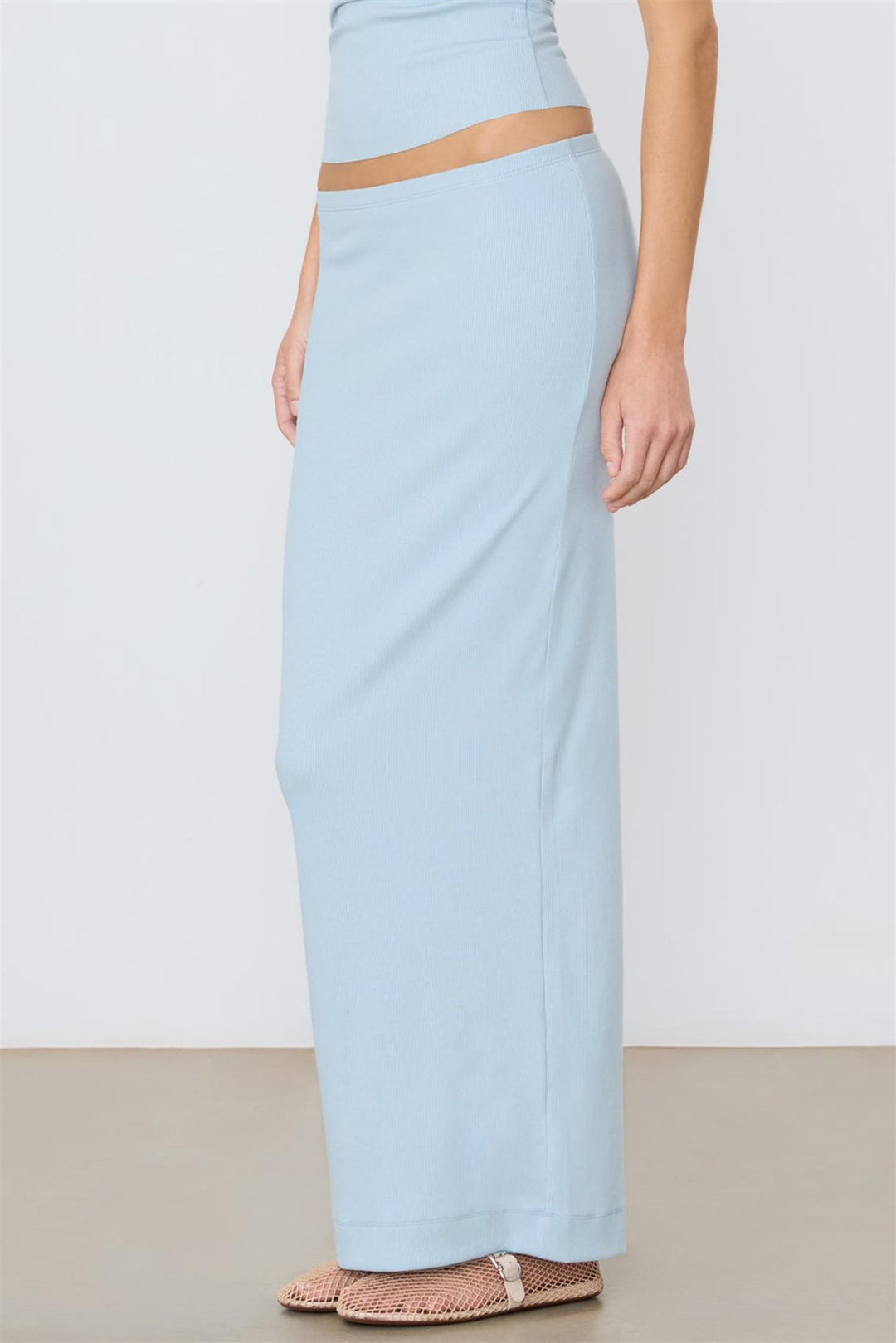 Emma Butter Rib Skirt Dusty Blue