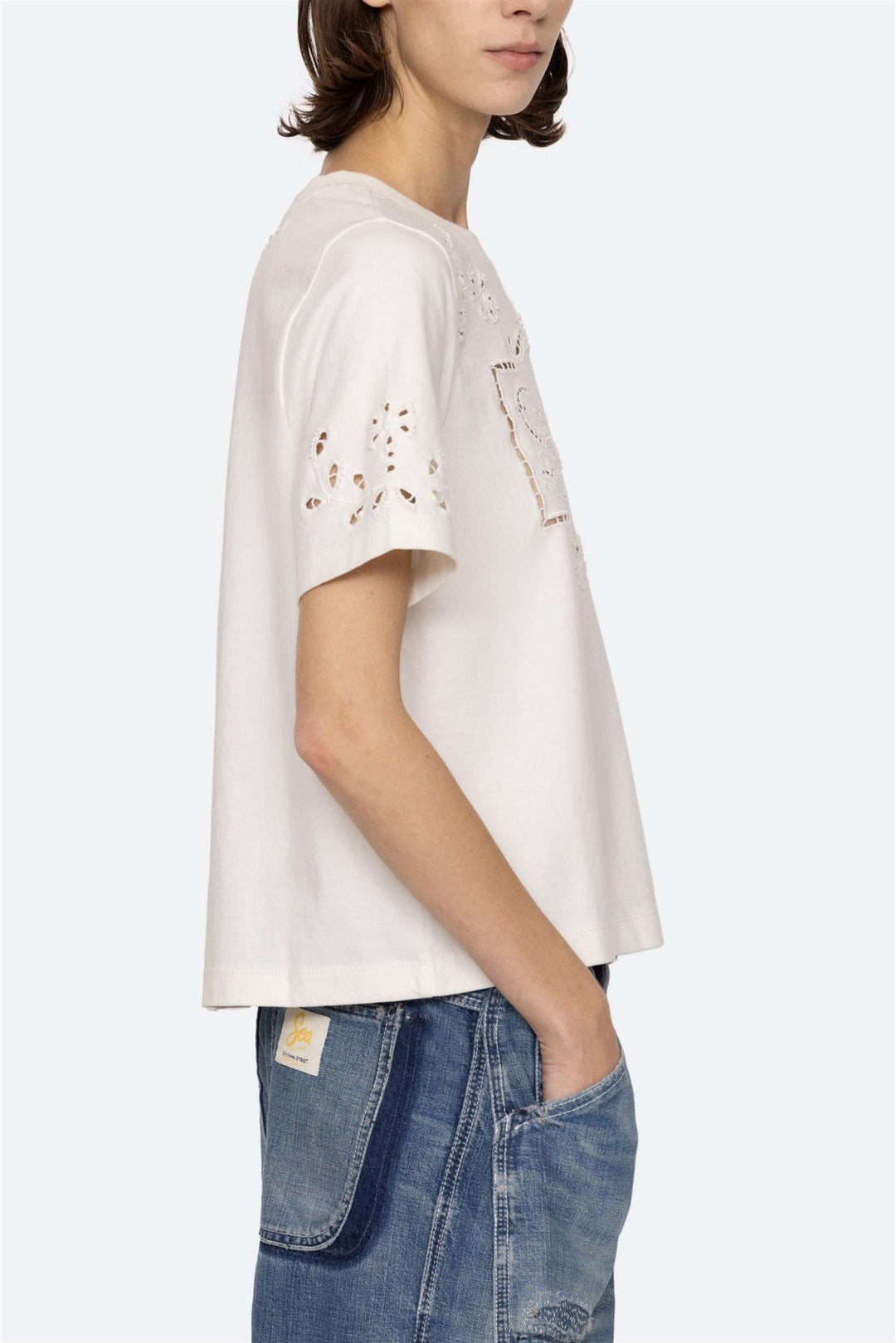 Marie Embroidery T-Shirt White