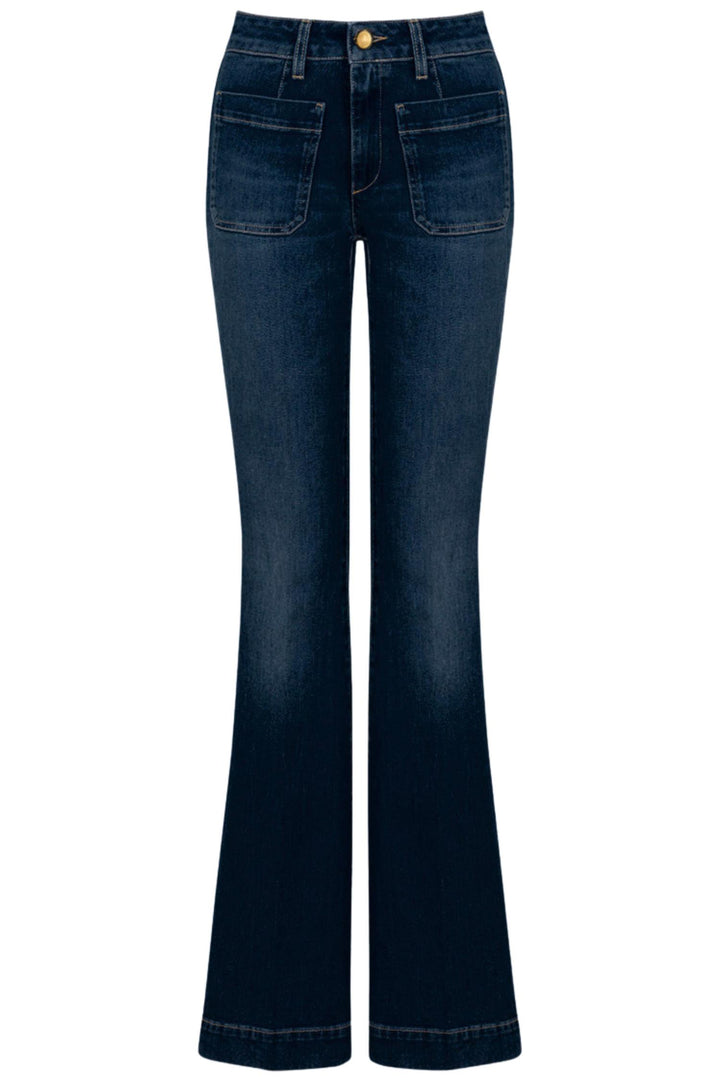 Delphine Flared Jeans Dark Blue & Orange Stitch Denim