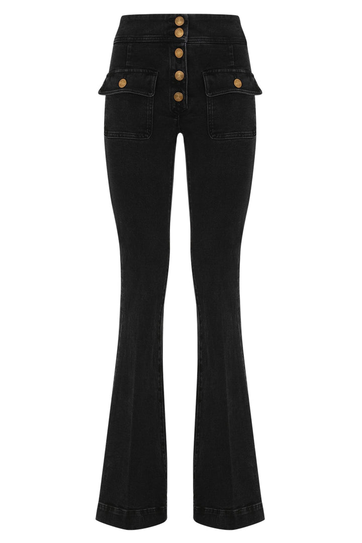 Anais Pocket Flared Jeans Black