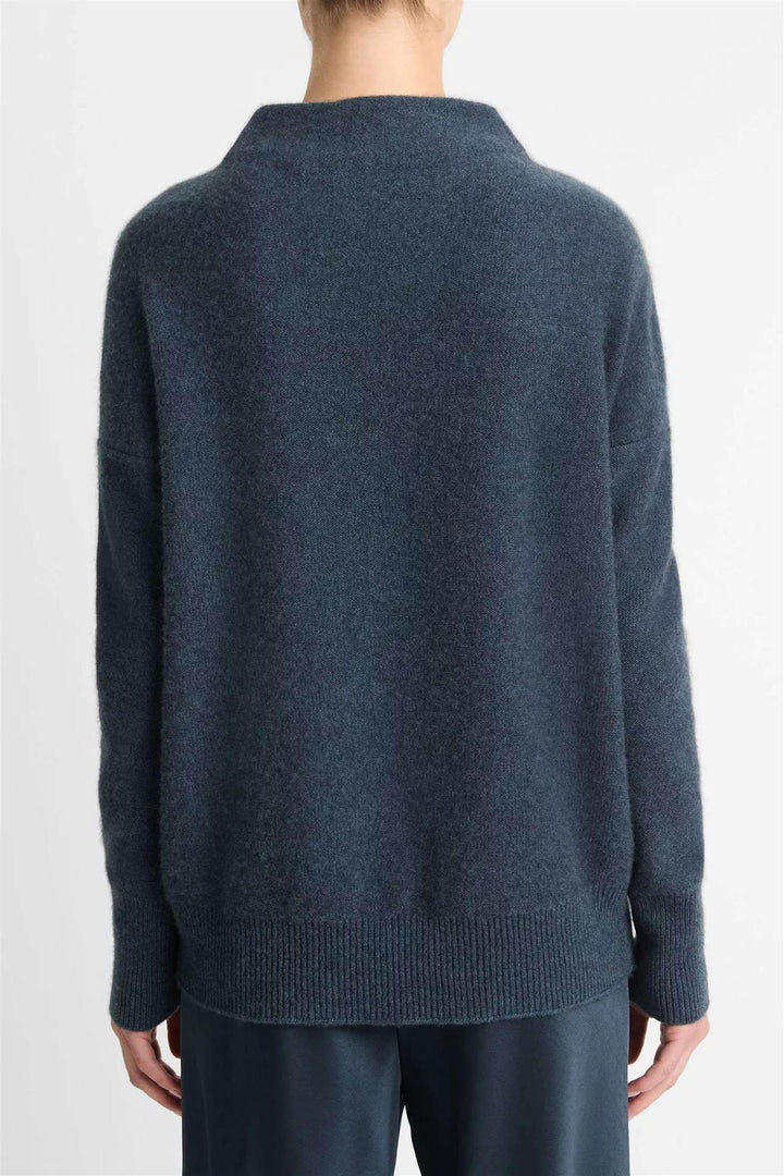 Boiled Cashmere Funnel Neck Pullover Heather Tide Stone