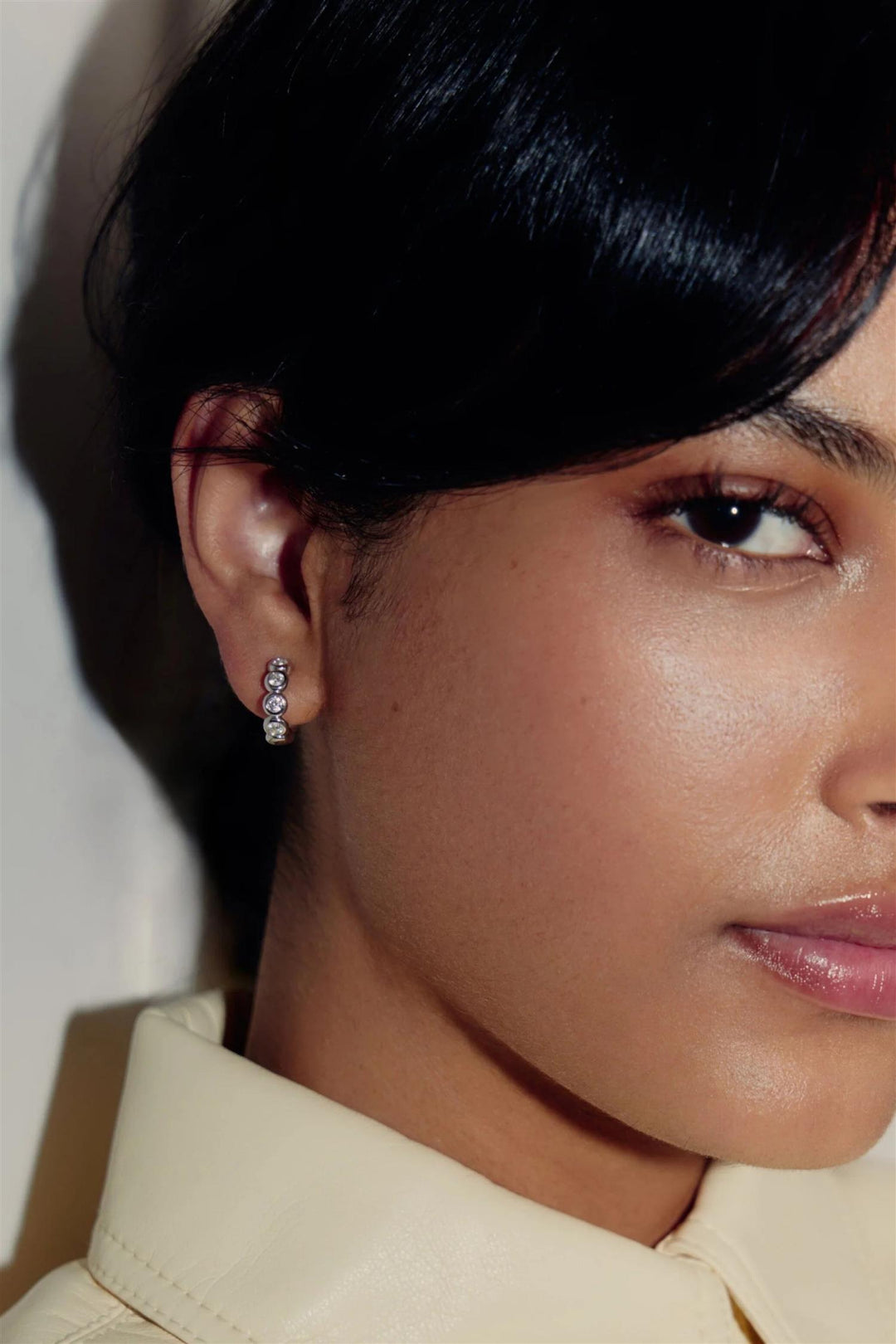 Tennis Small Hoop Earrings Silver