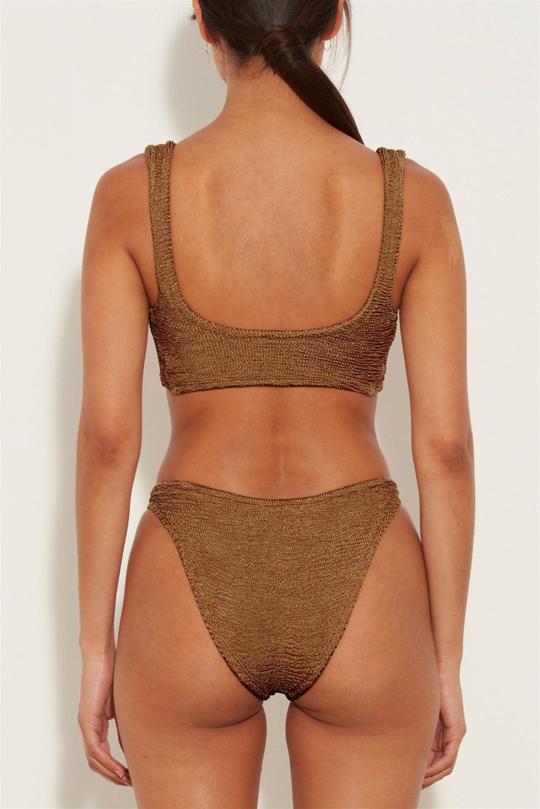 Juno Crinkle Bikini Metallic Cocoa