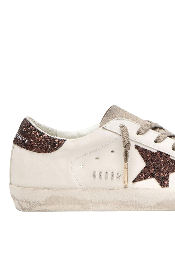 Super-Star White Leather Brown Glitter