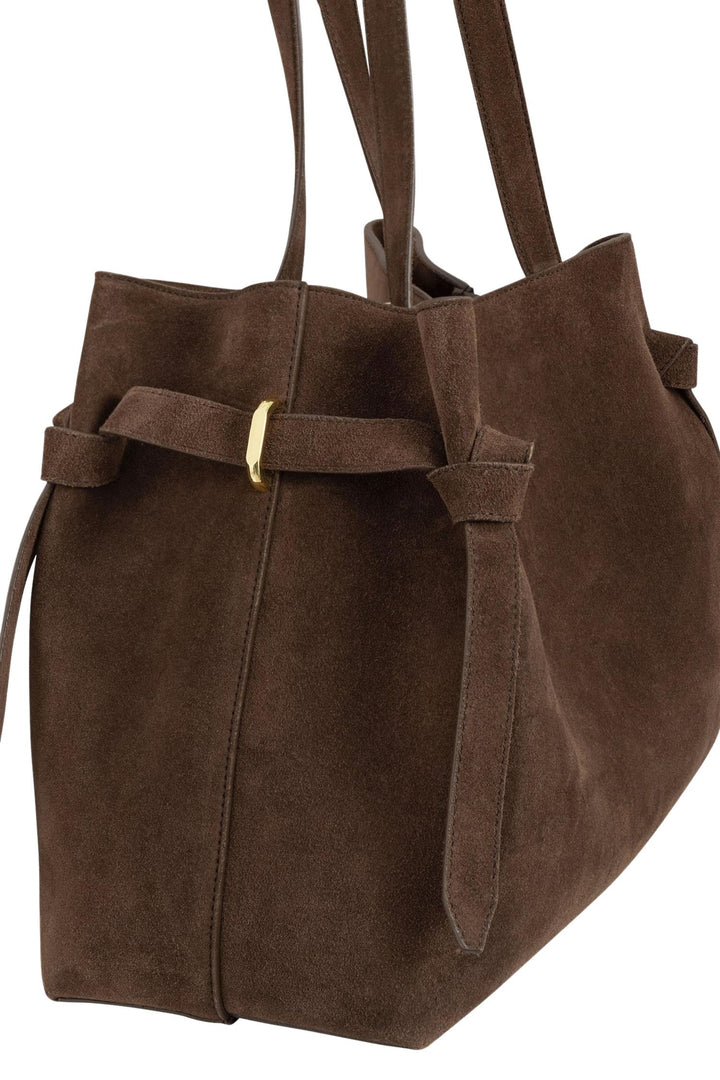 Gyoza Tote Suede Leather Chocolate
