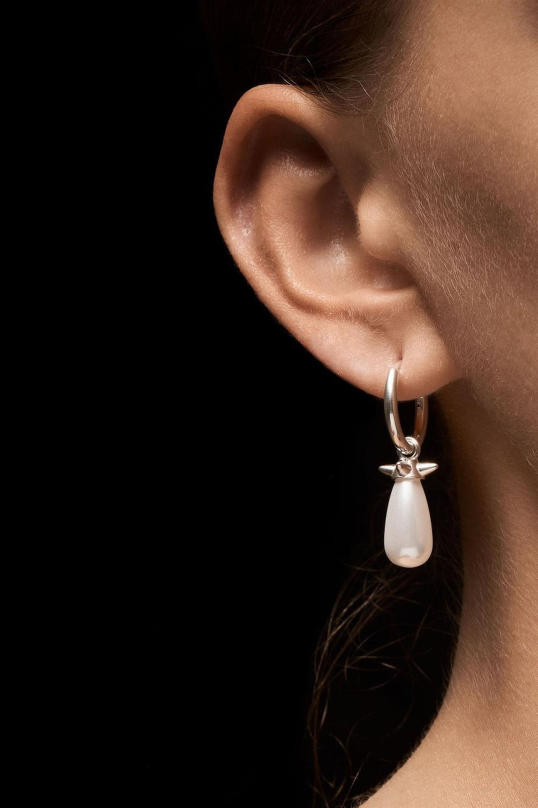 Pearl Tear Earring Silver