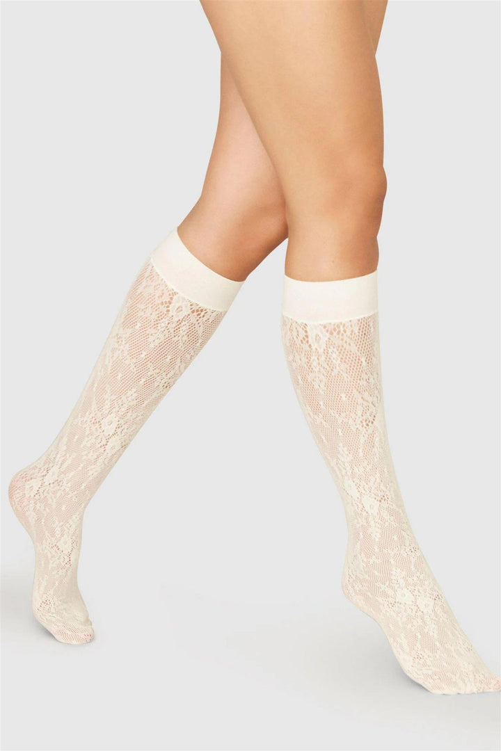 Rosa Lace Knee-Highs Ivory