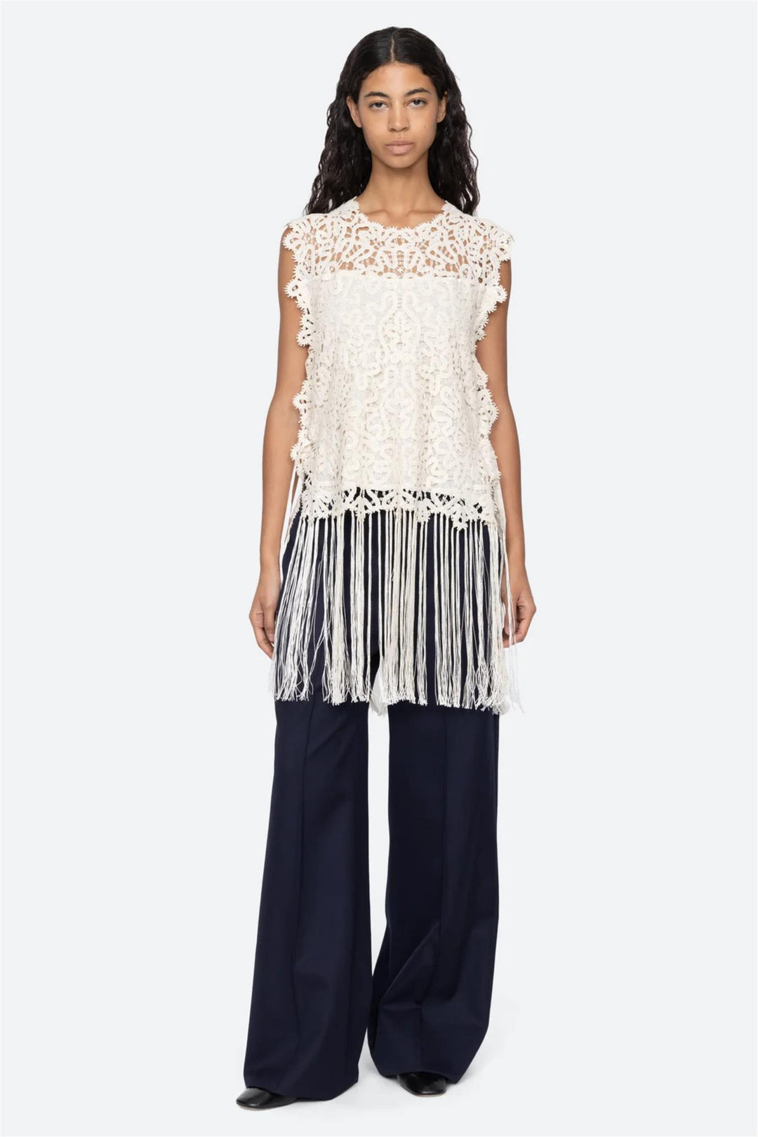 Alina Lace Fringe Top Cream