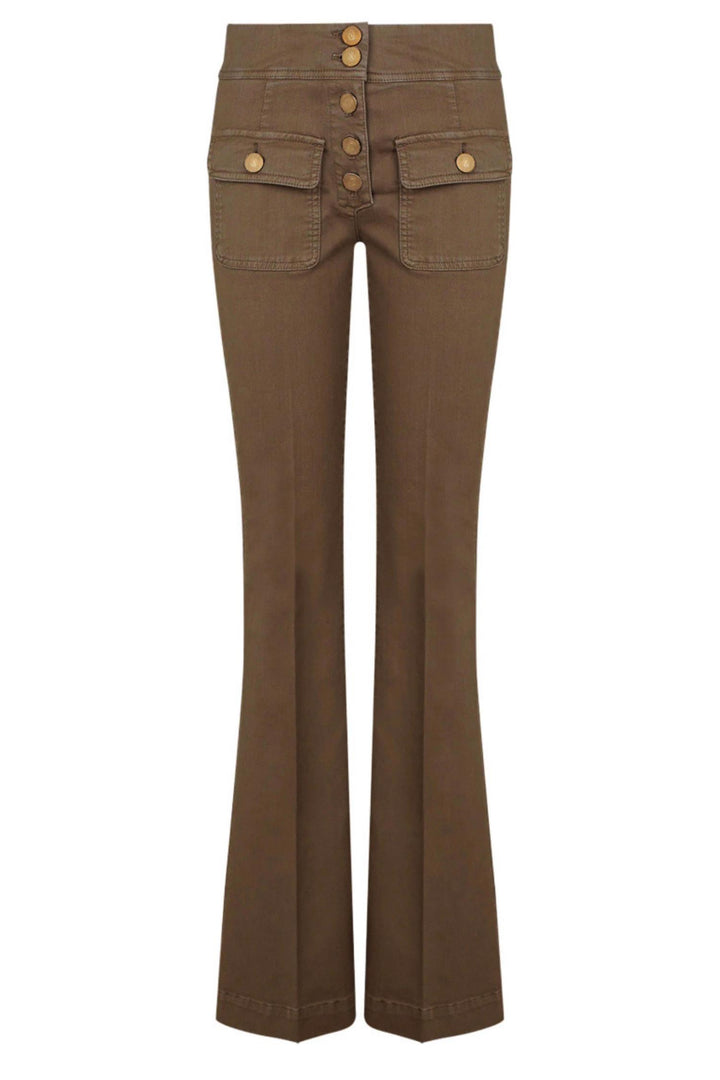 Anais Pocket Flared Bull Stretch Jeans Khaki