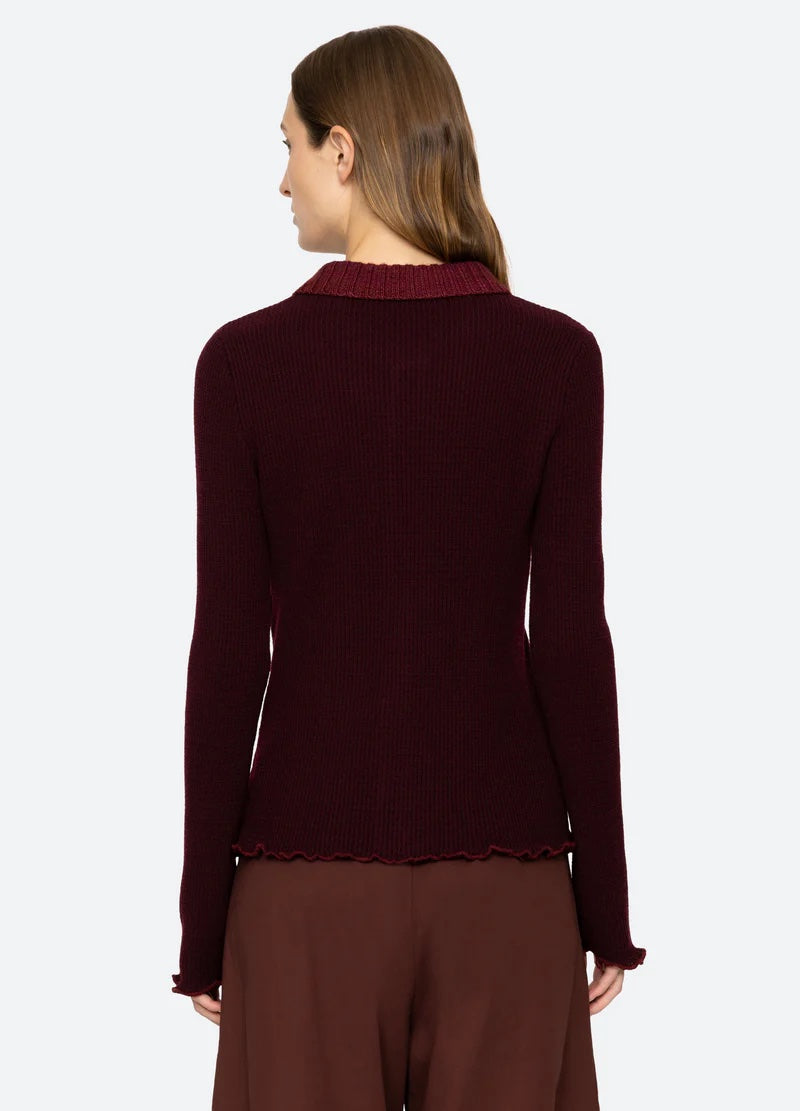 Clare Thermal Knit Cardigan Burgundy