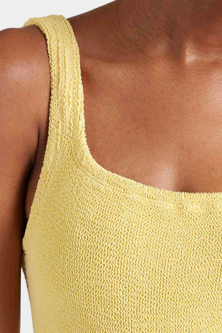 Square Neck Crinkle Swimsuit Butter Yellow
