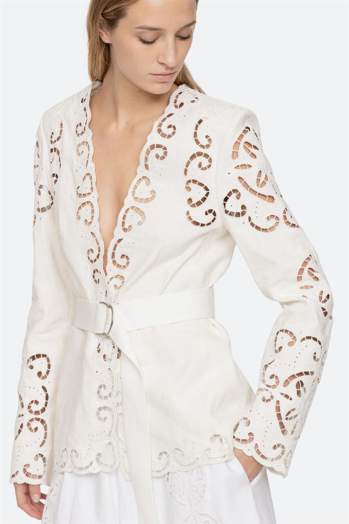 Dahlia Eyelet Blazer Pearl